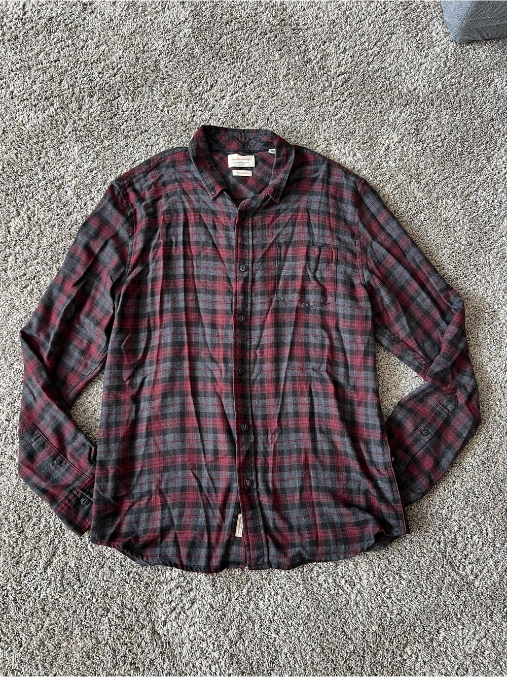 Weatherproof Red and Black Plaid Button-Down Shirt